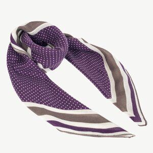 Loro Piana Purple Polka-Dot Cashmere & Silk Bordered Square Scarf